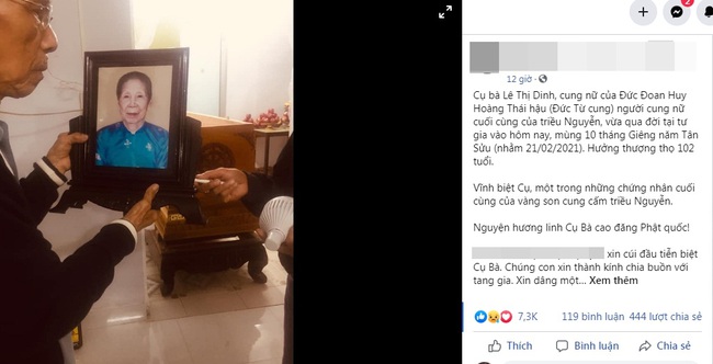 Xôn xao thông tin cung nữ cuối cùng của triều Nguyễn vừa qua đời, hưởng thọ 102 tuổi - Ảnh 1. Xôn xao thông tin cung nữ cuối cùng của triều Nguyễn vừa qua đời, hưởng thọ 102 tuổi - Ảnh 1.