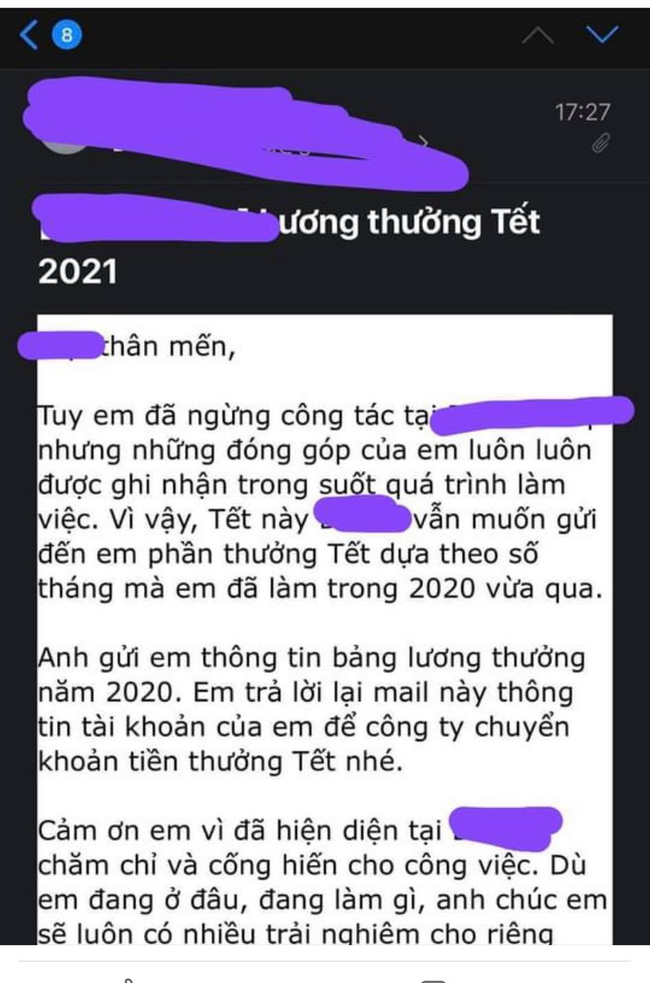 Dân mạng há hốc: Công ty thưởng Tết &quot;khủng&quot; cho nhân viên cũ vì đã &quot;cống hiến cho công việc&quot;, chuyện tưởng chỉ có trong truyền thuyết!  - Ảnh 1.