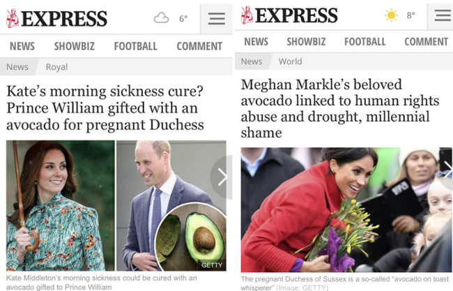 Những tiêu đề bài báo chứng minh báo chí Anh &quot;đối xử khác&quot; giữa Meghan và Kate? Cùng một cử chỉ nhỏ khi mang bầu, người được khen tinh tế, kẻ bị chê &quot;làm màu&quot; - Ảnh 2.