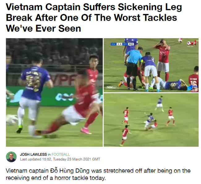 Báo chí nước ngoài sốc nặng về chấn thương kinh hoàng của Đỗ Hùng Dũng, lo ngại cho tương lai của Đội tuyển Việt Nam - Ảnh 1.