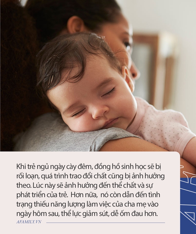 Con cái ngủ ngày làm cha mẹ kiệt sức cả về thể chất lẫn tinh thần, phải giải quyết như thế nào?  - 1 bức ảnh.