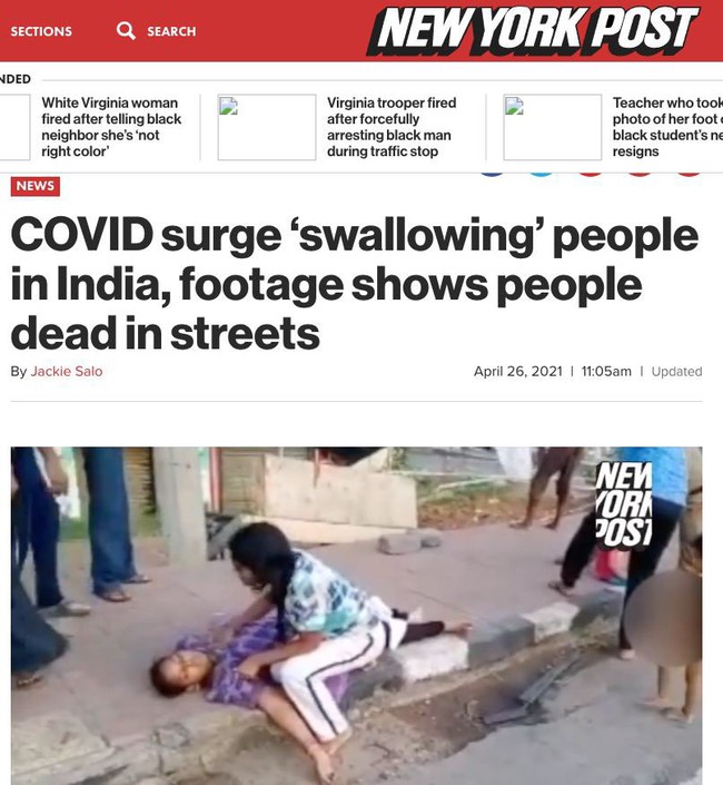 Sự thật phía sau đoạn clip người dân Ấn Độ mắc Covid-19 ngã gục, nằm la liệt trên đường phố đang gây bão mạng xã hội  - Ảnh 3.