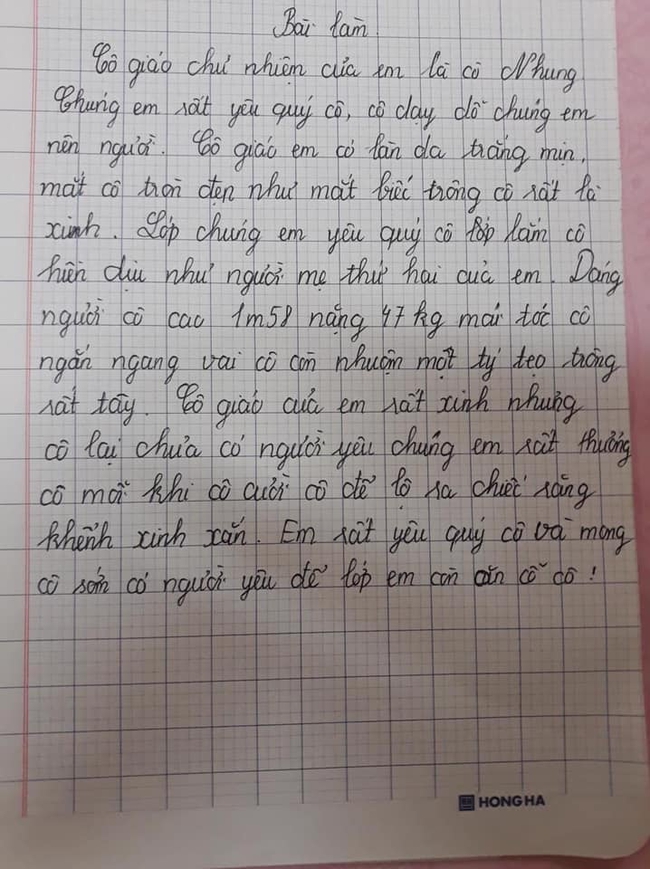 Học sinh làm văn tả cô giáo chi tiết từ chiều cao tới cân nặng, câu chốt khiến  dân tình cười đau ruột: Thương cô đến thế là cùng! - Ảnh 1.