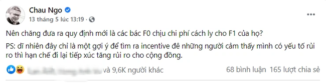 Giáo sư Ngô Bảo Châu có dòng trạng thái gây tranh cãi: Nên để các bác F0 chịu chi phí cách ly cho F1 của họ? - Ảnh 3. Giáo sư Ngô Bảo Châu có dòng trạng thái gây tranh cãi: Nên để các bác F0 chịu chi phí cách ly cho F1 của họ? - Ảnh 3.