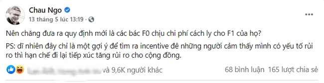 Giáo sư Ngô Bảo Châu có dòng trạng thái gây tranh cãi: Nên để các bác F0 chịu chi phí cách ly cho F1 của họ? - Ảnh 3.