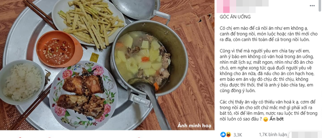 Sau một bữa ăn cô gái bị người yêu "đá" không thương tiếc, nghe kể về mâm cơm, ai cũng gật gù rõ lí do! - Ảnh 1. Sau một bữa ăn cô gái bị người yêu "đá" không thương tiếc, nghe kể về mâm cơm, ai cũng gật gù rõ lí do! - Ảnh 1.