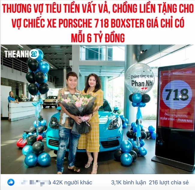 Câu chuyện về người chồng mua siêu xe 6 tỷ tặng vợ thu hút 42 nghìn like: "Vẫn mua nhẫn kim cương tiền tỷ tặng nên món quà này cũng bình thường!" - Ảnh 1. Câu chuyện về người chồng mua siêu xe 6 tỷ tặng vợ thu hút 42 nghìn like: "Vẫn mua nhẫn kim cương tiền tỷ tặng nên món quà này cũng bình thường!" - Ảnh 1.