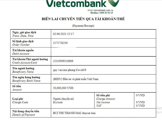 Sau Vy Oanh, lại thêm một mỹ nhân Việt bị nghi làm giả biên lai chuyển tiền ủng hộ mua vắc xin Covid-19 - Ảnh 4.