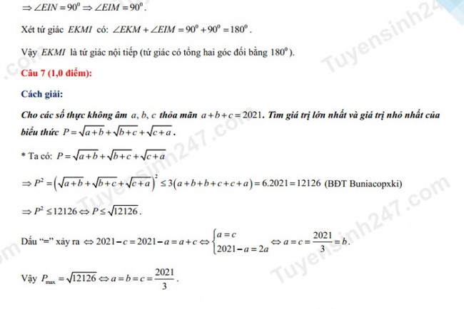 Đáp án đề thi tuyển sinh lớp 10 môn Toán năm 2021 của một số tỉnh thành  - Ảnh 8.