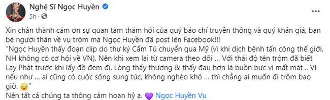 Bị trộm vào nhà lấy tài sản, NS Ngọc Huyền lại có cách xử lý cực tình người - Ảnh 2.