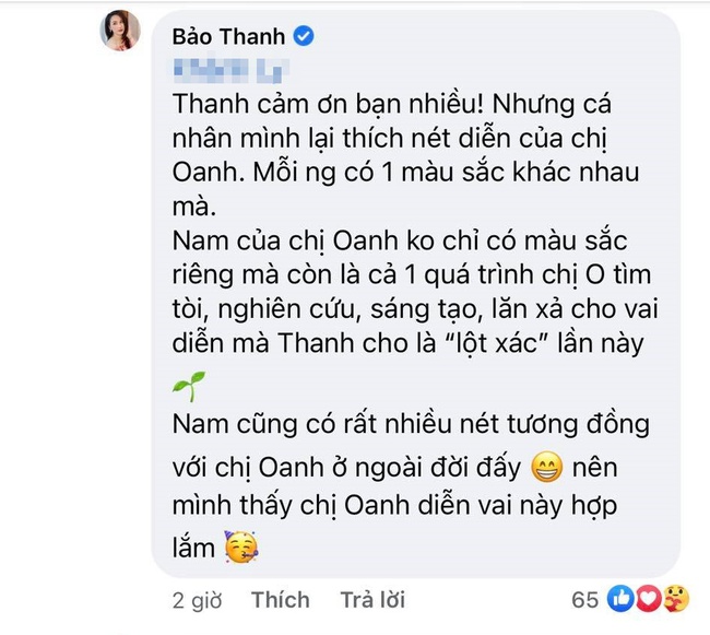 Hương vị tình thân: Được nhận xét đóng vai Nam hợp hơn Phương Oanh, Bảo Thanh nói gì? - Ảnh 3. Hương vị tình thân: Được nhận xét đóng vai Nam hợp hơn Phương Oanh, Bảo Thanh nói gì? - Ảnh 3.