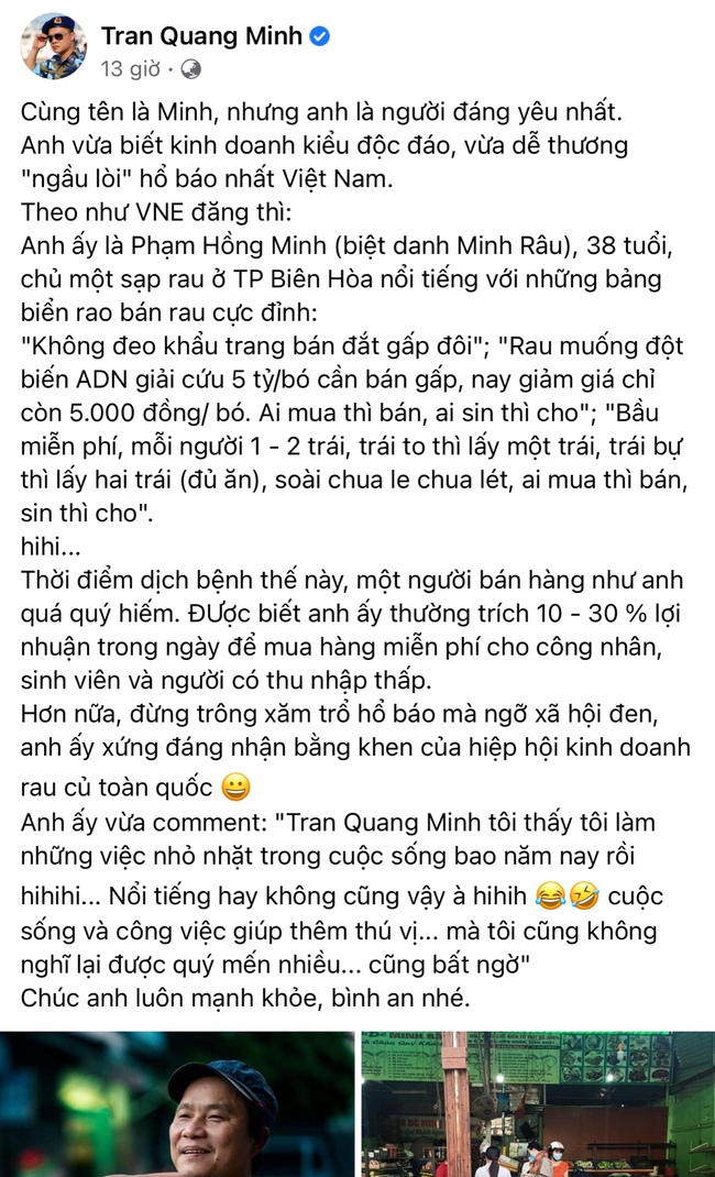 Ông chủ sạp rau được dân mạng nhắc tên rần rần, cả người nổi tiếng cũng viết trạng thái chia sẻ về anh - Ảnh 2.