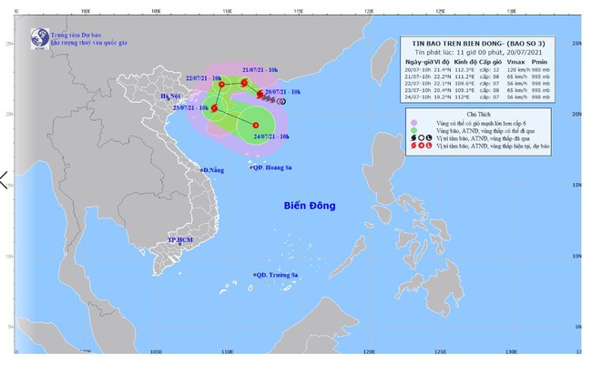 Bão số 3 giật cấp 12 di chuyển, tăng giảm cấp 