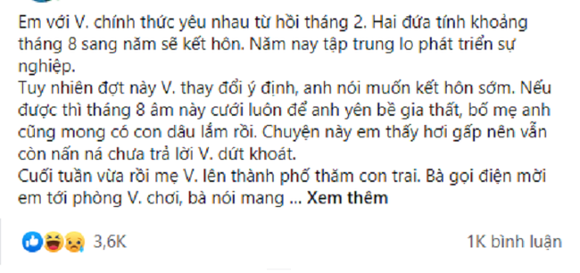 Mẹ chồng tương lai từ quê lên giục cưới để sớm có con dâu, nhưng vô tình nghe được lời nhắn nhủ của bà dành cho con trai, cô lập tức chia tay - Ảnh 1.