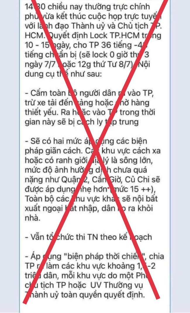 Thông tin “lock TPHCM trong 10-15 ngày” là sai sự thật - Ảnh 1.