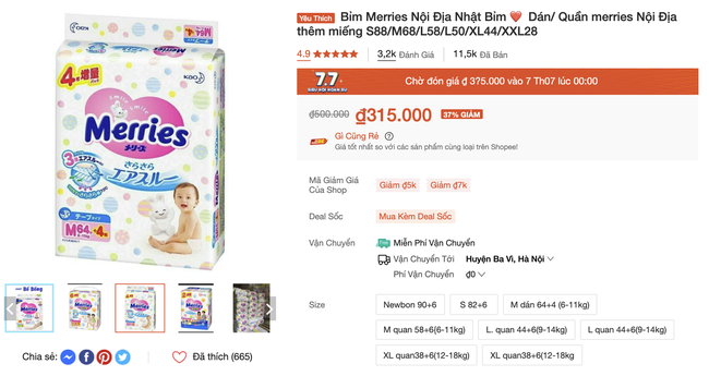 Bỉm Merries đang sale tới 40% trên Shopee, mẹ vào &quot;vợt&quot; nhanh không hết - Ảnh 3.