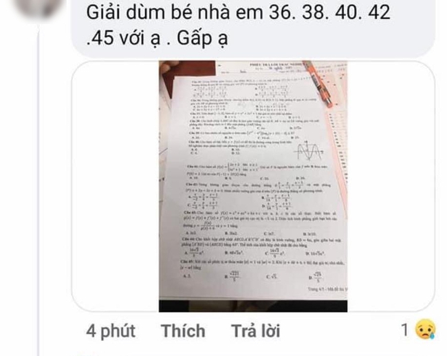 Thông tin mới nhất vụ nghi vấn 1 thí sinh chụp ảnh, tuồn bài thi Toán ra ngoài ngay trong giờ thi - Ảnh 1.