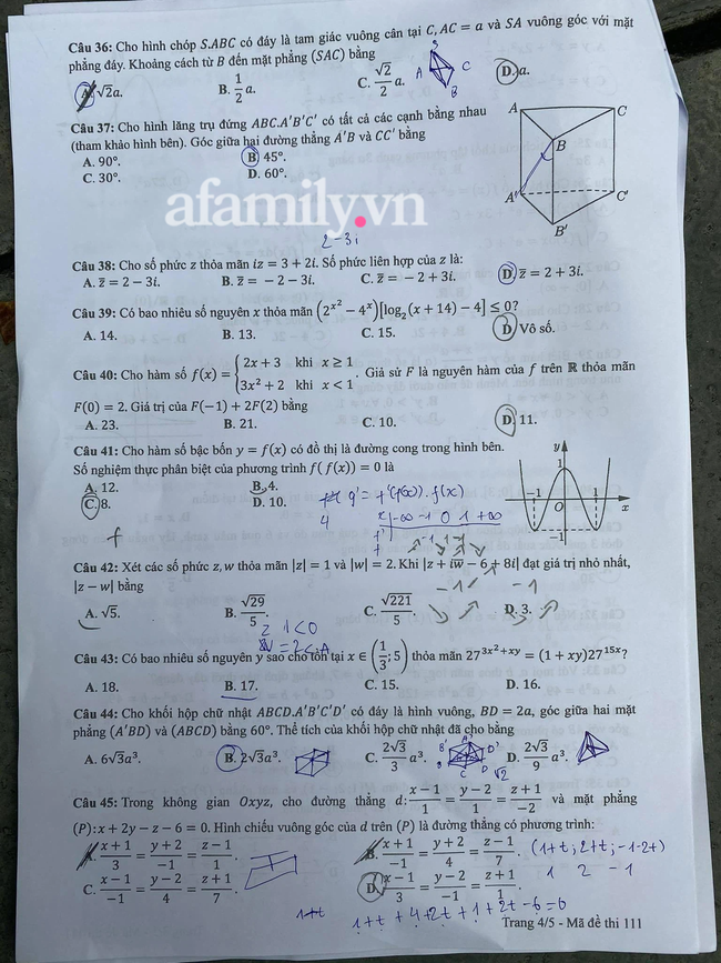 Đề thi và đáp án môn Toán THPT Quốc gia 2021: Xem ngay tại đây - Ảnh 4.