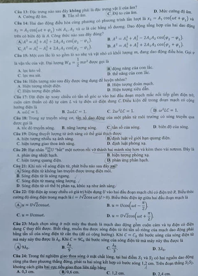 Đề thi và đáp án môn Vật Lý tốt nghiệp THPT Quốc gia 2021: Xem ngay tại đây - Ảnh 2.