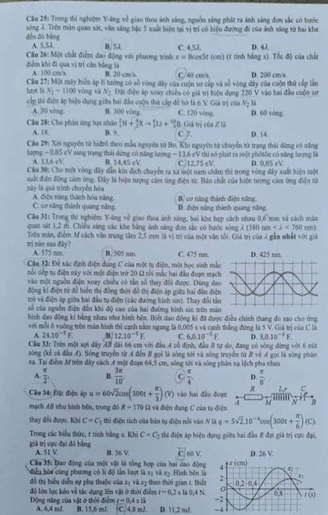 Đề thi và đáp án môn Vật Lý tốt nghiệp THPT Quốc gia 2021: Xem ngay tại đây - Ảnh 3. Đề thi và đáp án môn Vật Lý tốt nghiệp THPT Quốc gia 2021: Xem ngay tại đây - Ảnh 3.