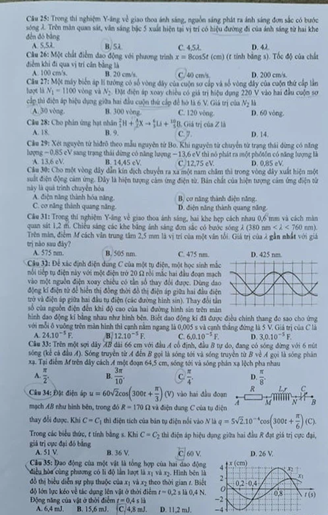 Đề thi và đáp án môn Vật Lý tốt nghiệp THPT Quốc gia 2021: Xem ngay tại đây - Ảnh 3.