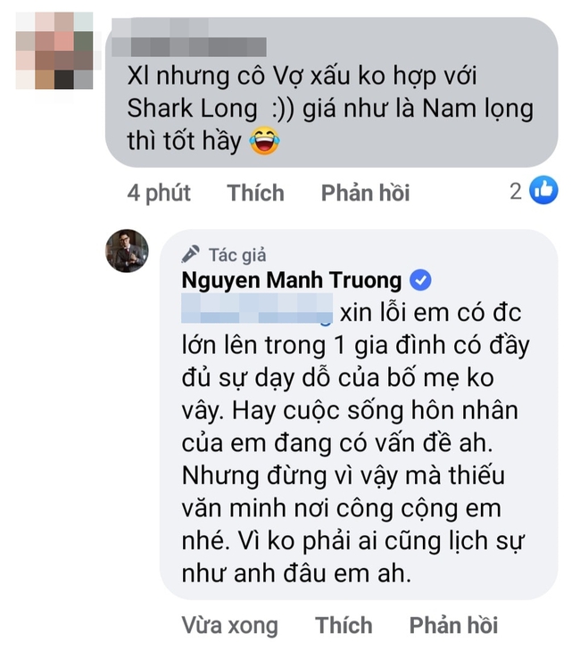 Bị chê lấy vợ xấu hơn Nam &quot;Hương vị tình thân&quot;, Mạnh Trường đáp trả dân mạng &quot;có được bố mẹ dạy dỗ không?&quot; - Ảnh 3.