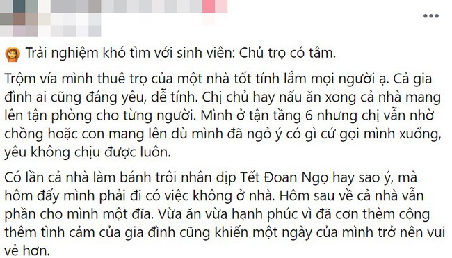 Chủ nhà trọ có tâm hết giảm tiền nhà lại nấu toàn những món ngon chia sẻ cho khách trọ khiến ai cũng cảm thấy ấm lòng - Ảnh 1.