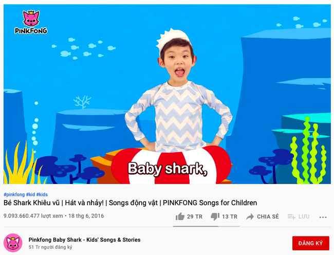 &quot;Đỉnh của chóp&quot;: MV &quot;Baby Shark&quot; đạt 9 tỷ view, kênh Pinkfong Baby Shark nhận nút Ruby từ Youtube - Ảnh 1.