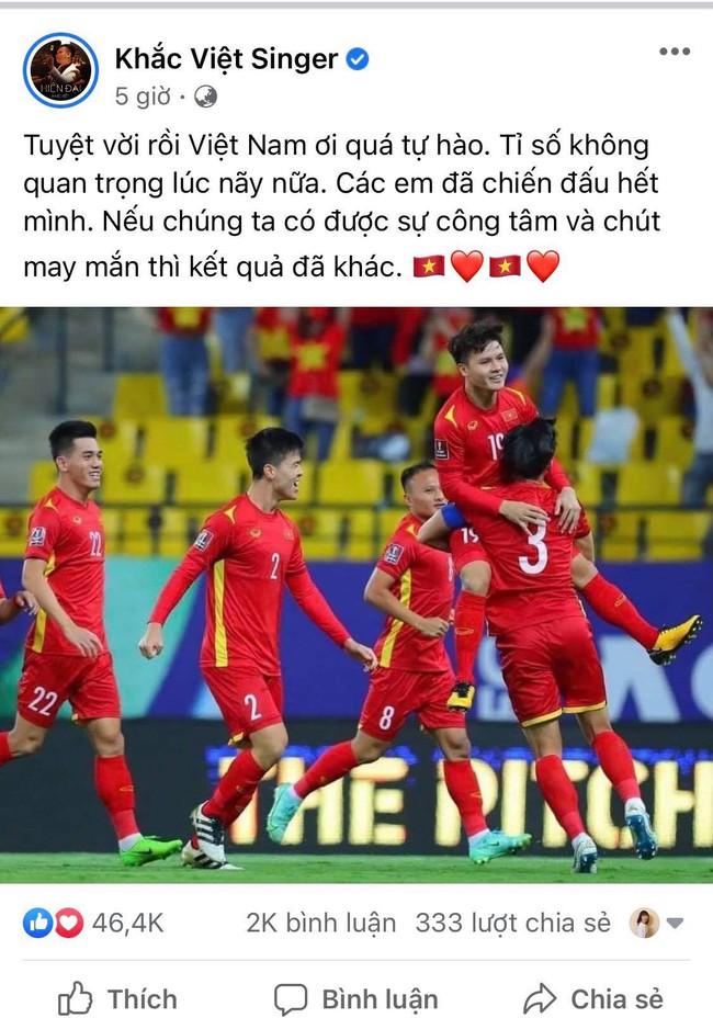 MC VTV và nhiều nghệ sĩ khó hiểu với chiếc thẻ đỏ của Duy Mạnh, tiếc nuối kết quả của đội tuyển Việt Nam - Ảnh 4.