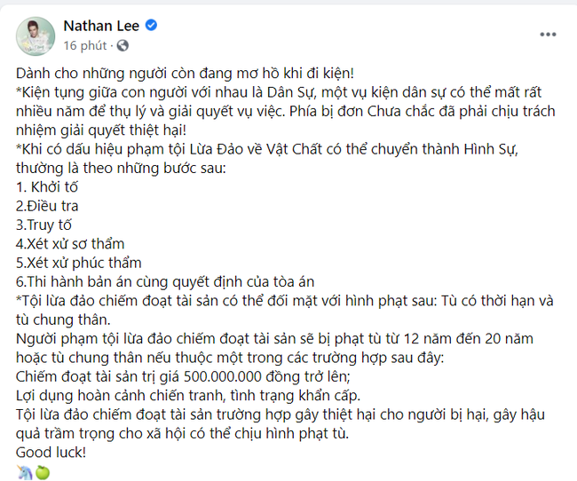 Nathan Lee bỗng gửi lời tới &quot;ai đó&quot; đang đòi đi kiện giữa ồn ào từ thiện của các nghệ sĩ - Ảnh 2.