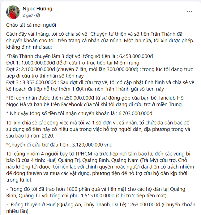 Mẹ Hồ Ngọc Hà chính thức lên tiếng khi bị nhắc tên trong lùm xùm từ thiện của Trấn Thành - Ảnh 3. Mẹ Hồ Ngọc Hà chính thức lên tiếng khi bị nhắc tên trong lùm xùm từ thiện của Trấn Thành - Ảnh 3.