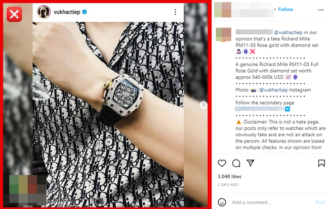 Sau Ngọc Trinh, Vũ Khắc Tiệp cũng bị một trang nước ngoài tố dùng hàng hiệu "fake" - Ảnh 2. Sau Ngọc Trinh, Vũ Khắc Tiệp cũng bị một trang nước ngoài tố dùng hàng hiệu "fake" - Ảnh 2.