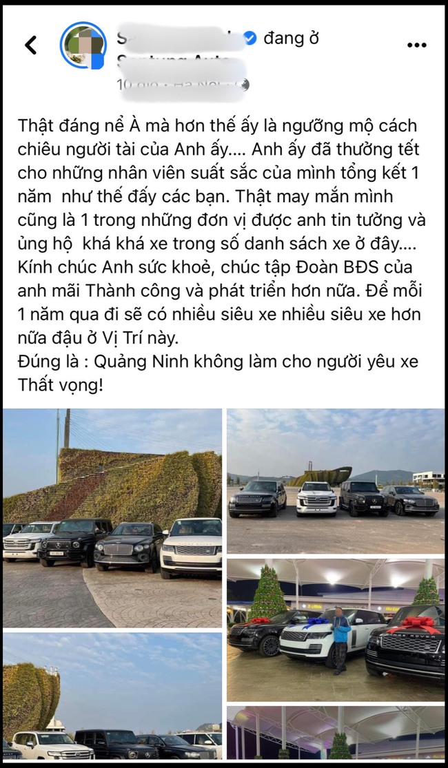 Một đại gia bất động sản ở Quảng Ninh thưởng Tết cho nhân viên bằng siêu xe khiến cộng đồng mạng phát sốt - Ảnh 1.