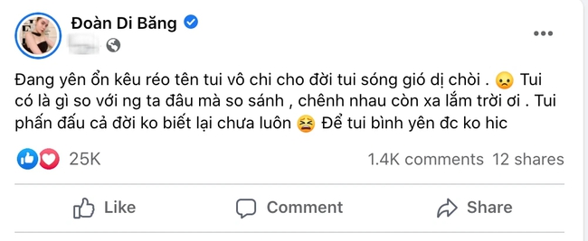 Bị Trang Khàn nhắc tên khen ngợi sang chảnh, Di Băng liền có động thái đáp trả: &quot;Để tui bình yên đi&quot;  - Ảnh 1.