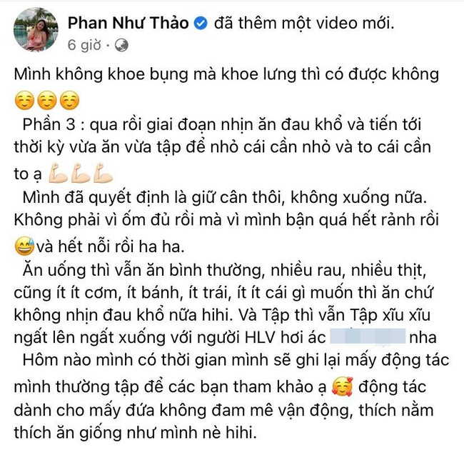 Phan Như Thảo tuyên bố dừng giảm cân vì &quot;chịu hết nổi&quot;, vóc dáng hiện tại như thế nào? - Ảnh 2.