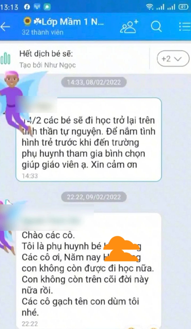 Cô giáo mầm non khảo sát tình hình đi học của các bé, một phụ huynh nhắn vào nhóm: Đọc xong cả lớp đau lòng nghẹn ngào - Ảnh 1.