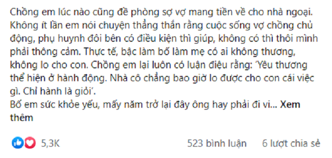 Sợ nhà ngoại vay tiền, chồng vội vàng tẩu tán nhưng nhìn dòng chia sẻ của vợ trên facebook, anh run bắn không thốt được thành lời - Ảnh 1.