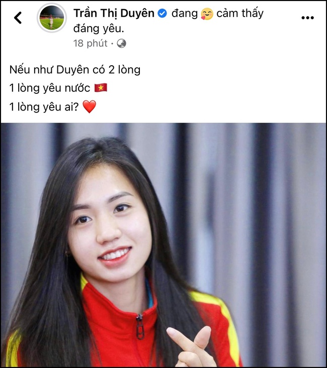 Hot girl của đội tuyển nữ đăng trạng thái thả thính ngày Valentine - Ảnh 1.