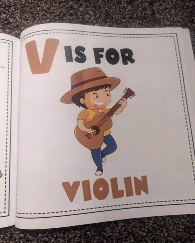 Sách tiếng Anh dạy học sinh về đàn Violin, nhưng ngó xuống hình ảnh mà HẾT HỒN: Sống mấy chục năm mới thấy cây Violin kì quặc này trong đời - Ảnh 2.