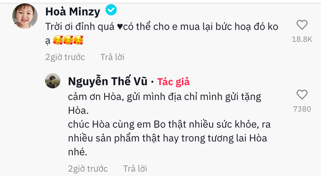 TikToker họa chân dung Hoà Minzy y như ảnh chụp, nữ ca sĩ bất ngờ bình luận bên dưới nhận được hơn 18 nghìn lượt thích  - Ảnh 3.