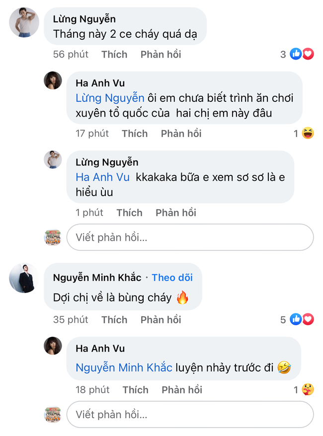 Ha Anh posted a sexy photo, just one comment with a student on Huong Giang show, revealing her 