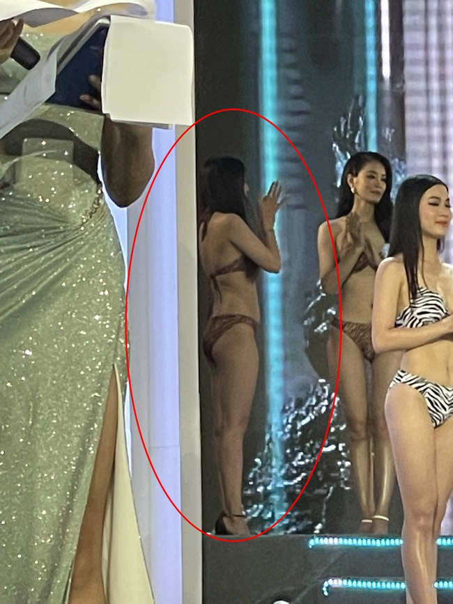 &quot;Ngã ngửa&quot; hình ảnh Nam Em lộ bụng mỡ, body kém săn chắc khi diện bikini trên sân khấu Miss World Vietnam 2022 - Ảnh 2.