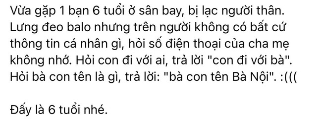 Đứa trẻ 6 tuổi ĐI LẠC ở sân bay, khi được hỏi tên người thân liền trả lời 5 từ khiến ai nấy hoang mang, nhiều phụ huynh giật mình thon thót - Ảnh 1.