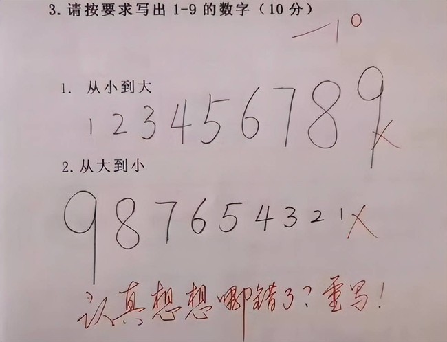 Bài toán: &quot;Hãy viết các số từ 1 đến 9&quot;, học sinh làm đúng nhưng bị cô giáo gạch chéo vì lỗi này, dân mạng lại hết lời khen: Quá sáng tạo! - Ảnh 2.