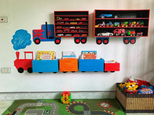 Son loves cars, young mother turns his baby's room into a 