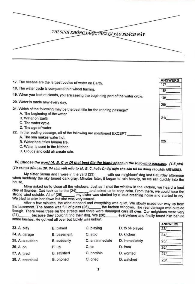 CẬP NHẬT: Đáp án ĐỀ THI TIẾNG ANH và ĐỀ THI NGỮ VĂN thi lớp 10 ở TP.HCM - Ảnh 3.