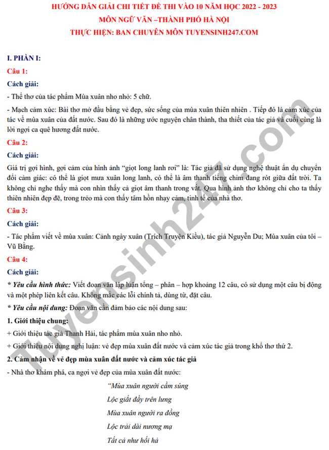 Đề thi và đáp án môn Ngữ Văn thi lớp 10 ở Hà Nội, cập nhật nhanh nhất TẠI ĐÂY - Ảnh 2.