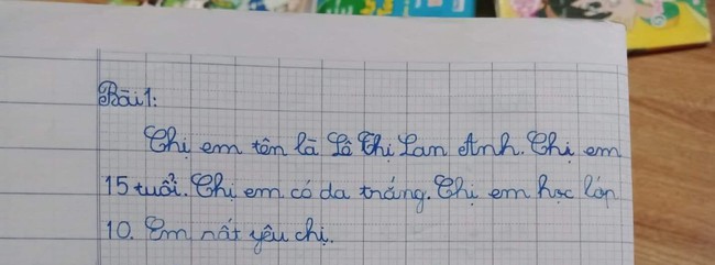 Xuất hiện bài văn tả chị gái vỏn vẹn 3 dòng, dân tình đọc xong cười mém xỉu, người chị nhẹ nhõm thở phào: May quá! - Ảnh 1.