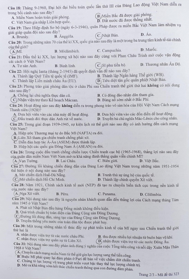 Đáp án và đề thi các môn Sinh, Hóa, Lý, Sử, Địa, Giáo dục công dân Tốt nghiệp THPT 2022: Xem TẠI ĐÂY - Ảnh 15.