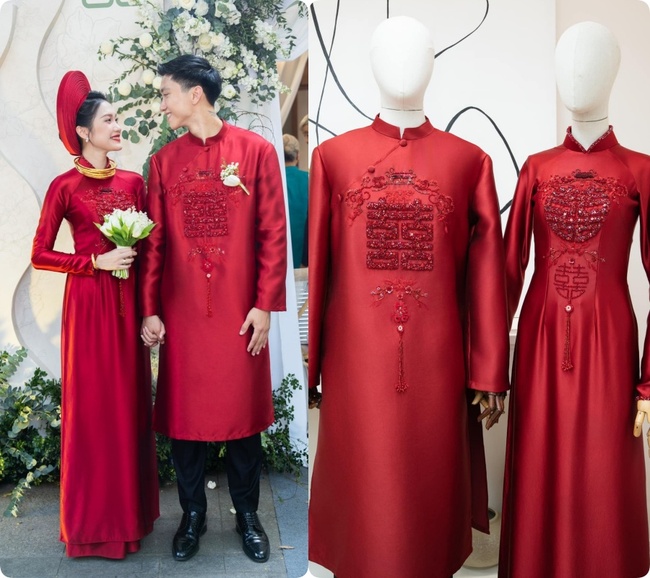Áo dài cưới 2023: Tập trung vào thiết kế truyền thống, có cô dâu đạt &quot;kỷ lục&quot; thay tới 4 bộ khác nhau - Ảnh 11.